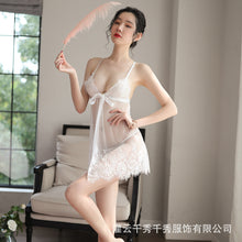 Load image into Gallery viewer, Sexy Lingerie Women's Camisole See-Through Lace Mesh Nightdress Seductive Open-Front Passion Set Erotic Lingerie 1707