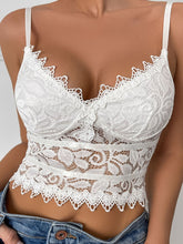 Load image into Gallery viewer, Floral Lace Push Up Cami Coeset, Contrast Mesh Hollow Out Crop Top Bra, Women's Lingerie & Underwear