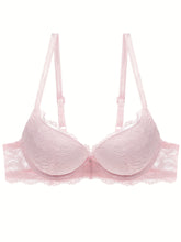 Load image into Gallery viewer, Lace Mesh Hollow Everyday Bra, Comfort & Mature Double Strap Thick Cup Push Up Intimates Bra, Women's Lingerie & Underwear