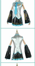 Load image into Gallery viewer, PU Leather Vocaloid Miku Cosplay Costume Anime Midi Dress Halloween Christmas Party Clothes For Girl