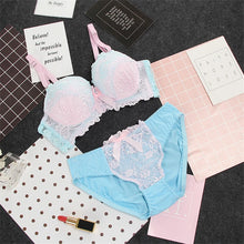 Load image into Gallery viewer, Lace Bra Set 3 Breasted Sexy Lingerie Comfortable Floral Bra and Panties Push Up Women Underwire Adjusted-straps Underwear Sets