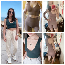 Load image into Gallery viewer, Women Sport Ribbed Bras Set Seamless Underwear Set High Waist Fitness Shorts Female Sexy Lingerie Bralette Deep V Top Sportwear