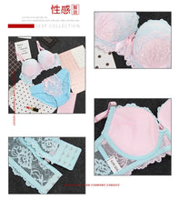 Load image into Gallery viewer, Lace Bra Set 3 Breasted Sexy Lingerie Comfortable Floral Bra and Panties Push Up Women Underwire Adjusted-straps Underwear Sets