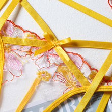 Load image into Gallery viewer, Foreign trade sources Europe and the United States new sexy lingerie sexy ladies three-point mesh strap perspective three-piece set
