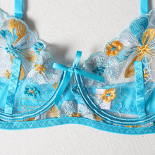 Load image into Gallery viewer, Foreign trade sources Europe and the United States new sexy lingerie sexy ladies three-point mesh strap perspective three-piece set