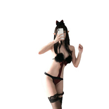 Load image into Gallery viewer, Sexy Sexy Lingerie, Tempting Halterneck Three-Point One-Piece Cut Out Plush Cat Girl Role-Playing Suit 1637