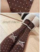 Load image into Gallery viewer, Japanese Little Bear Polka Dot Bow Lolita Socks Women Autumn Winter knee-high Socks Thick Combed Cotton Kawaii Slimming Stocking