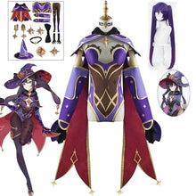 Load image into Gallery viewer, Anime Game Genshin Impact Mona Cosplay Kostum Women's Halloween Carnival Party Costume Wig Cosplay Uniform Sexy Dress