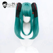 Load image into Gallery viewer, Vampire Miku Cosplay Costumes Wig Cute Vampire Costume HSIU 45CM Blue-green double ponytail short hair Pink kawaii dress