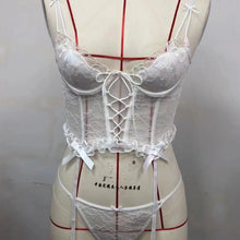 Load image into Gallery viewer, Sexy Brassiere Vest Women's Underwear Summer New Fishbone Lace Strap Design Embroideries Premium Bra and Panty Lingerie Set