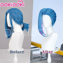 Load image into Gallery viewer, IN STOCK Jinxx Wig Game DokiDoki-R Women 38cm Hair Jinxx Cosplay Mask Tattoo Necklace Nails Bun Wig Luminous Ball Free Cap