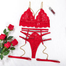 Load image into Gallery viewer, Lingerie Set Erotic Underwire Bra Set Bondage Sex Garters G-String Lingerie Set Ladies Underwear Sexy Costume Women's Intimates