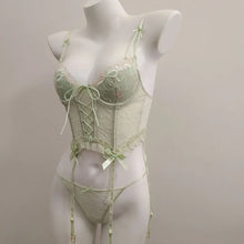 Load image into Gallery viewer, Sexy Brassiere Vest Women's Underwear Summer New Fishbone Lace Strap Design Embroideries Premium Bra and Panty Lingerie Set