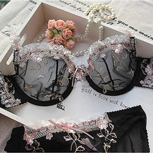 Load image into Gallery viewer, MOYISU New Arrival Luxury Pure Desire Lace Tulle Sexy Panties Lingerie Set Lilacs Embroidery Girl Boobs Big Size Big Boobs Small