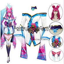 Load image into Gallery viewer, Ahri LOL Cosplay Costume Wig Ear Spirit Blossom League of Legends Cosplay Outfits Anime Halloween Party Costumes for Women Girl