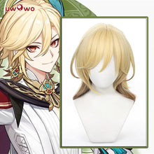 Load image into Gallery viewer, IN STOCK UWOWO Kaveh Cosplay Wig Middle Yellow Hair 50CM Long Heat Resistant For Halloween Cosplay Wear Outfit Wigs