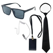 Load image into Gallery viewer, Security Guard Cosplay Costume including Black Glasses Earpiece And Neck Tie