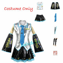 Load image into Gallery viewer, Anime Miku Cosplay Costume Wig Shoes Japan Leather Midi Dress Miku Cosplay Female Halloween Costume Girls JK Uniform Women Men