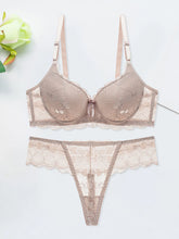 Load image into Gallery viewer, Women s Floral Lace Lingerie Set Sheer Mesh Seductive Babydoll Push up Bra and Panty 2 Pcs Set with Garter Belt