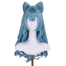 Load image into Gallery viewer, UWOWO Yumemizuki Mizuki Wig Game Genshin Impact Yumemizuki Mizuki Cosplay Wig With Bow Long Dark Blue Hair