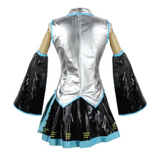 Load image into Gallery viewer, Anime Miku Cosplay Costume Wig Shoes Japan Leather Midi Dress Miku Cosplay Female Halloween Costume Girls JK Uniform Women Men