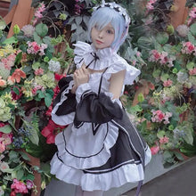 Load image into Gallery viewer, Ram Rem Lolita Maid Cosplay Costumes Wig Pecula Vestido Anime Re:zero Kara Hajimeru Isekai Seikatsu Cosplay Halloween Maid Dress