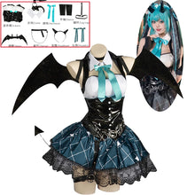Load image into Gallery viewer, Women Sexy Demon Miku Cosplay Costumes Anime Devil Hatsune Cosplay Uniform Dress Wigs Wings Suit With Horns Tail Halloween Party