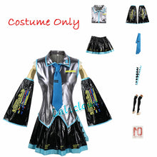 Load image into Gallery viewer, Anime Miku Cosplay Costume Wig Shoes Japan Leather Midi Dress Miku Cosplay Female Halloween Costume Girls JK Uniform Women Men