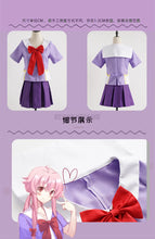 Load image into Gallery viewer, Gasai Yuno Cosplay Anime Future Diary Gasai Yuno Mirai Nikki Cosplay Costume School Uniform Bow Short Skirt Wig Halloween Suits