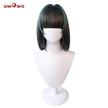 Load image into Gallery viewer, UWOWO Game Cheshire Cosplay Wig Bob haircut 35cm Gray And Green wigs Halloween Wig
