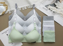 Load image into Gallery viewer, 2PCS/Set Women Seamless Bra Panties Set Sexy Stretch Sport Bra Thong Briefs Style Panty Bralette Crop Top Intimates Lingerie Set