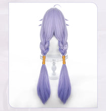Load image into Gallery viewer, IN STOCK UWOWO Honkai Star Rail Cosplay Wig with Headpiece Bailu Cosplay Wig Long Blue Hair Purple Long Hair Heat Resistant