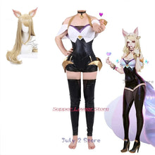 Load image into Gallery viewer, Game LOL Spirit Blossom Ahri Cosplay KDA Tight Costume Sexy Girls Anime Dress Jumpsuits Party Halloween Suits Wig Ears Fullset