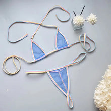 Load image into Gallery viewer, Sexy Mini Bra Sets Wirefree Ultra-thin Mesh Unlined Bra Brief Set Black Transparent 2 Pieces Halter Women's Exotic Lingerie Sets