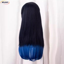 Load image into Gallery viewer, Anime Cosplay Hashibira Inosuke Cosplay Wig Women 70cm Long Straight Ombre Bule Hair Wigs + WigCap