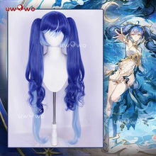 Load image into Gallery viewer, UWOWO IUNO Wig Game Wuthering Waves WuWa IUNO Cosplay Wig Long Hair Blue Hair Halloween Wig