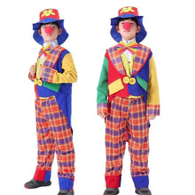 Load image into Gallery viewer, 39BD Child Clown Cosplay Costume Including Coat Shirt Pants Clown Hat Clown Necktie