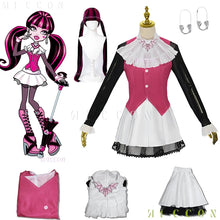 Load image into Gallery viewer, Monster Dracula Cosplay Pink Skirt Dress Girl Cosplay Costume Wig Halloween Women Fancy Roleplay Vampire Outfit disfraz