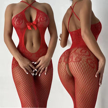 Load image into Gallery viewer, Sexy Fishnet Hollow Bodystocking See Through Long Sleeve Open Crotch Full Bodysuit Women's Sexy Lingerie Erotic Underwear