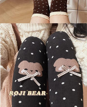Load image into Gallery viewer, Japanese Little Bear Polka Dot Bow Lolita Socks Women Autumn Winter knee-high Socks Thick Combed Cotton Kawaii Slimming Stocking