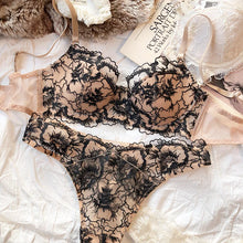 Load image into Gallery viewer, Sexy Lace Flowers Embroidery Bra Set Thin 3/4 Cup Push Up Lingerie For Women Summer Breathable Comfort Brassiere Underwear Sets