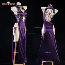 Load image into Gallery viewer, IN STOCK UWOWO C.C. Cosplay Codee Geasss: C.C. CC Purple Cheongsam Cosplay Costume Purple Dress Halloween Costume