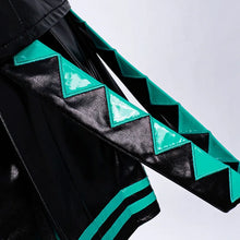 Load image into Gallery viewer, Black Green Leather Miku Cosplay Costume Wig Patent Leather Latex Women Girl Uniform Dress Anime Halloween Carnival Party Outfit