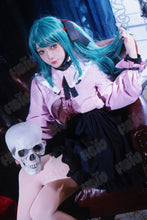Load image into Gallery viewer, Vampire Miku Cosplay Costumes Wig Cute Vampire Costume HSIU 45CM Blue-green double ponytail short hair Pink kawaii dress