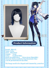 Load image into Gallery viewer, UWOWO Genshin Impact Yelan Liyue Hydro Female Cosplay Wig Short Blue Hair
