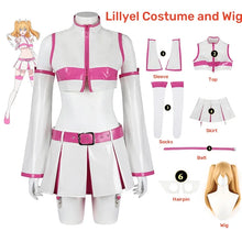 Load image into Gallery viewer, Anime 2.5 Dimensional Seduction Lilysa Amano Liliel Cosplay Costume Wig Wing Stockings Skirt Set Leather White Uniform Girls