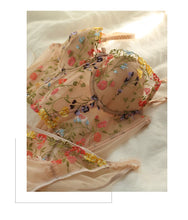 Load image into Gallery viewer, Sexy Embroidery Lingerie Lace Floral Women Underwear Bones Push Up Bra Romantic Girl Bras And Panties Set Female Beautiful Sets