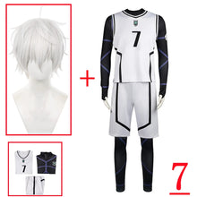 Load image into Gallery viewer, Anime Blue Lock Cosplay Nagi Seishiro Costume White Black Jersey Football Jumpsuit Bodysuit Halloween Carnival Party Clothes