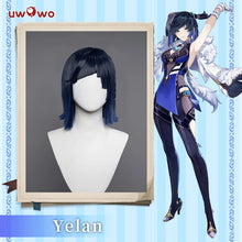 Load image into Gallery viewer, UWOWO Genshin Impact Yelan Liyue Hydro Female Cosplay Wig Short Blue Hair