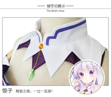 Load image into Gallery viewer, Re Zero Kara Hajimeru Isekai Seikatsu Emilia Cosplay Costumes Cloak Wig Women Dress with Headdress for Halloween Party Carnival